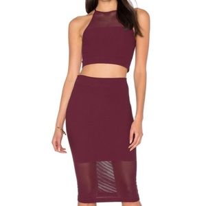 BCBGeneration Bordeaux Mesh Panel Skirt XS/S